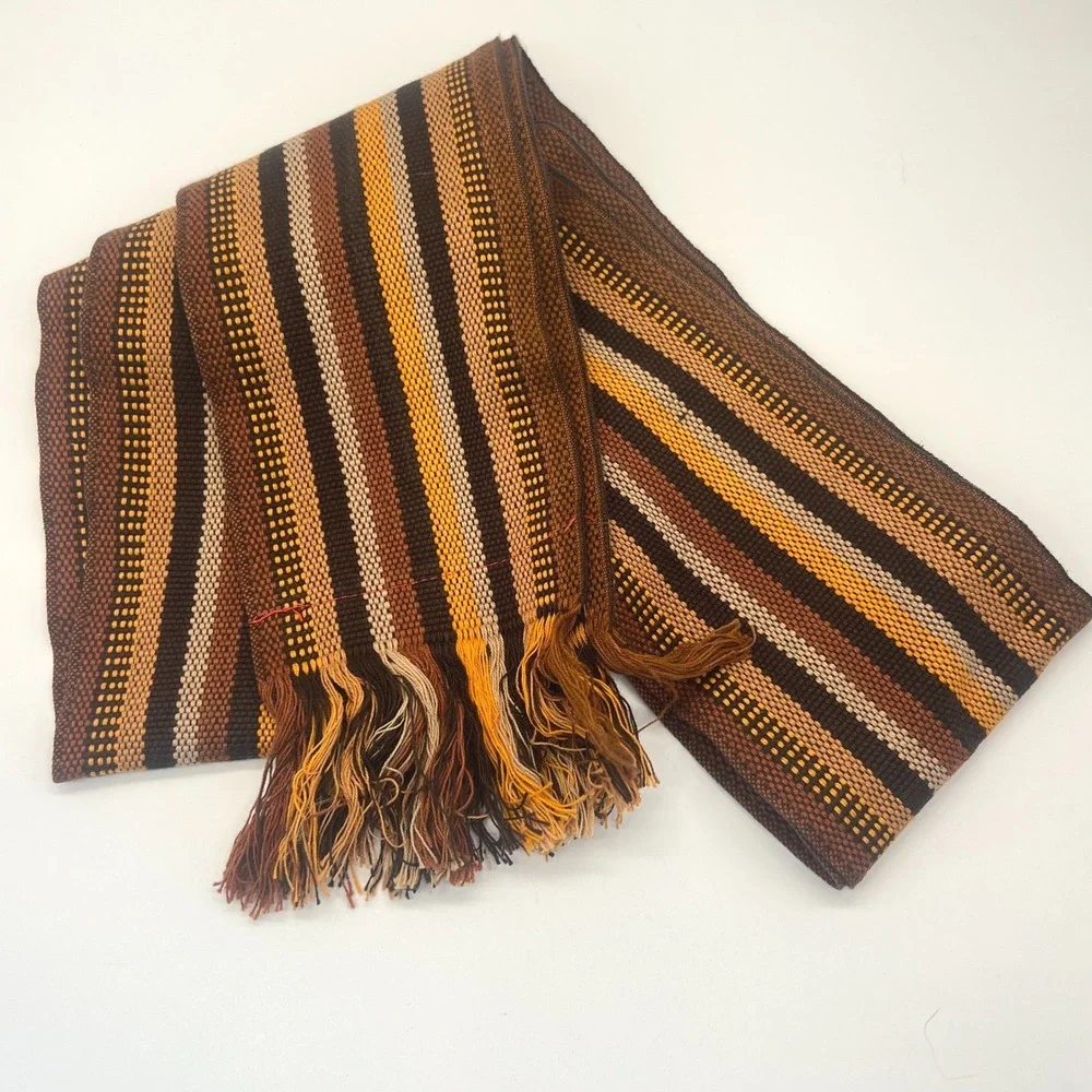 Catherine & Marsha Catherine Stein Scarf Belt Tie Brown Yellow Vintage Boho